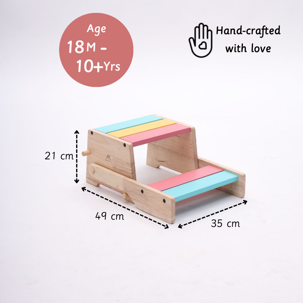Wooden Convertible Step Stool and Chair 001